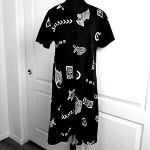 Jostar USA Black & White Fish Print Short Sleeve Mini See Measurements for Size